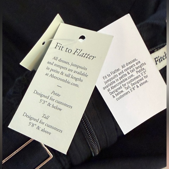 NWT Abercrombie Linen-Blend Wide Strap Mini Dress Black XS Petite 🖤 - Picture 4 of 11